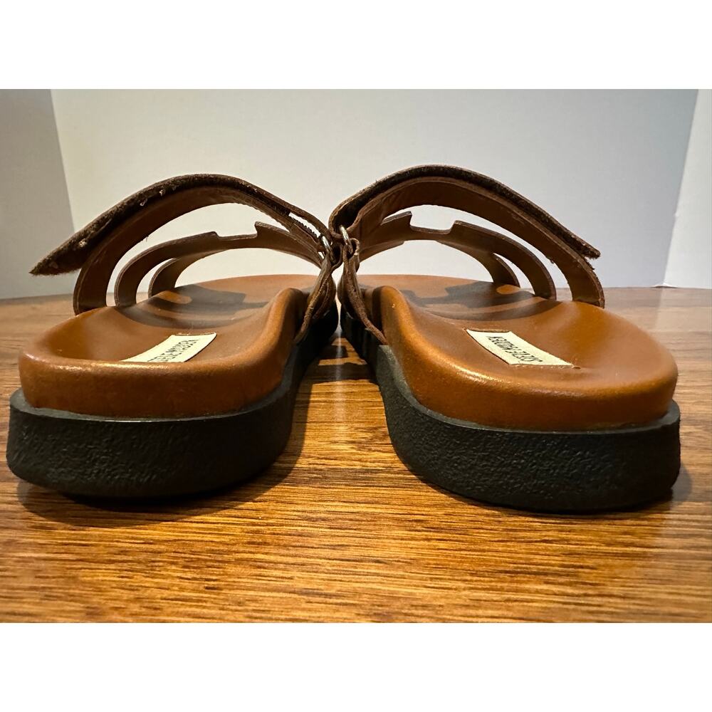 Steve Madden Mayven Leather Slides Camel Size 9 Minimalist Chic - Picture 4 of 10